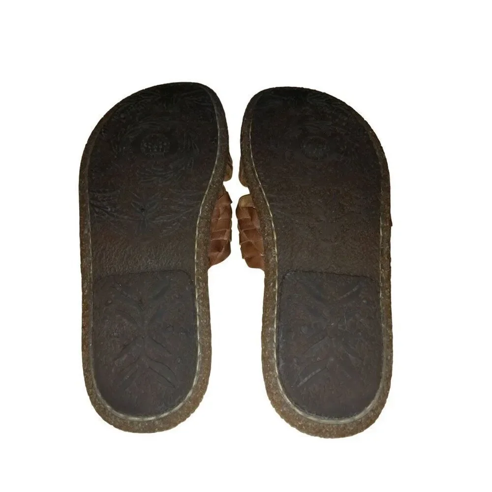 Born Sandals Women Sz 8 M‎ Brown Strappy Woven Leather Summer Boho - Picture 6 of 7